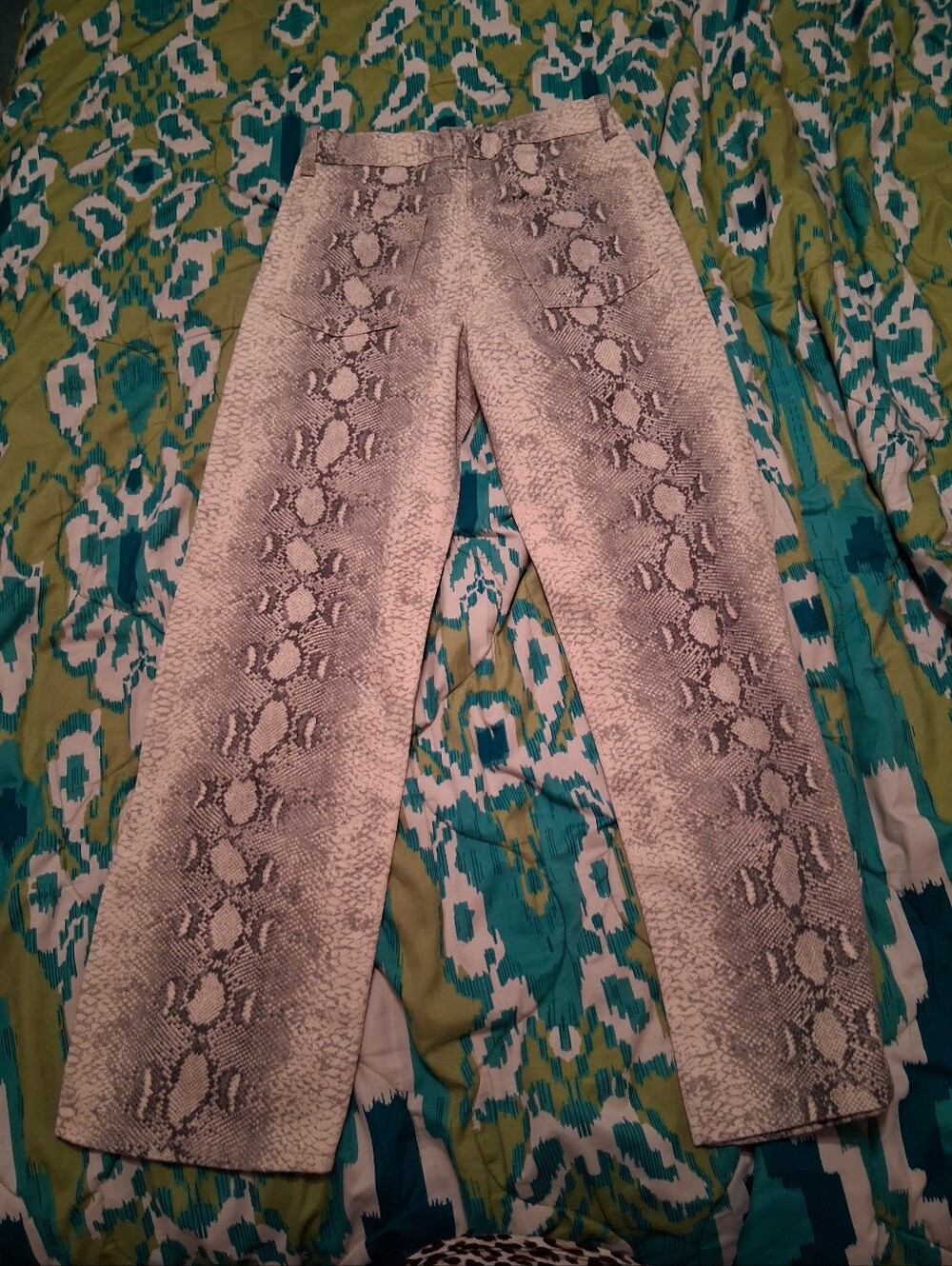 Zara Taupe Snake-Print Wide-Leg Pants